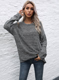 HOLLOW ROUND NECK HOLES SWEATER
