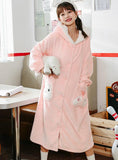 PINK CAT FLANNEL PAJAMAS WOMEN'S THICKENED NIGHTGOWN