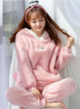 WOMEN PINK RABBIT LONG SLEEVE WINTER SLEEPWEAR