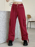 ZIP WAISTBAND POCKET LACE-UP CASUAL JEANS