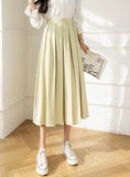 RETRO PLEATED DESIGN ELASTIC HIGH WAIST SKIRT
