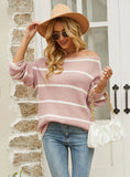 LOOSE STRIPED LONG-SLEEVED PULLOVER SWEATER