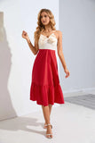 TUBE TOP CONTRAST RUFFLED BOW DRESS
