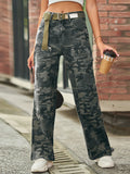 CAMOUFLAGE LOOSE RETRO WIDE-LEG JEANS