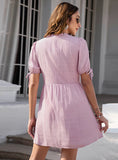 V-NECK SOLID WOOD EAR DRESS