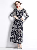 BLACK WOMEN LACE LONG SLEEVE DRESS