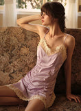 WOMEN SEXY LACE SATIN PAJAMAS