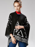 GEOMETRIC PATTERN SPLIT LENGTHENED CASHMERE CLOAK