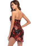 STRAPLESS EMBROIDERED SEQUINED DRESS