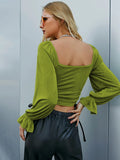 SEXY HOLLOW BUBBLE SLEEVE LONG SLEEVE T-SHIRT