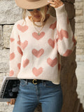 JACQUARD KNITTED LONG SLEEVE PINK SWEATER