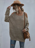 SOLID COLOR LONG SLEEVE LOOSE MID-LENGTH SWEATER