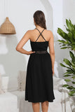 HOLLOW V-NECK STRAPS SPLIT DRESS