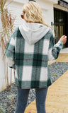 HOODED CASUAL LOOSE SHIRT PLAID COAT