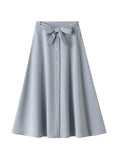 HIGH WAIST BOW TIE BIG SWING SKIRT