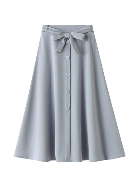 HIGH WAIST BOW TIE BIG SWING SKIRT