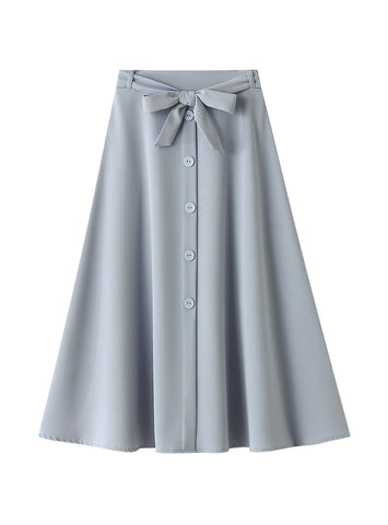 HIGH WAIST BOW TIE BIG SWING SKIRT
