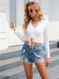 V-NECK PLEATED LONG SLEEVE SHIRT