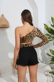 LEOPARD PRINT NAVEL LADIES' TOP T-SHIRT