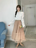 PLEATED GAUZE BOTH SIDES WEAR SKIRTS