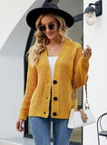WOMEN THICK TWIST BUTTON CARDIGAN COAT