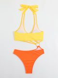 ORANGE COLOR MATCHING ONE-PIECE SWIMSUIT