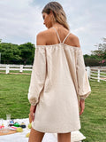 LOOSE CASUAL STRAPS LONG SLEEVE DRESS
