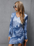 FALL/WINTER TIE-DYE CONTRASTING COLORS DRESS