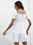 ROUND NECK PLEATED LOTUS LEAF SLEEVE DRESS