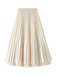 NAIL BEAD STITCHING MESH PLEATED SKIRT