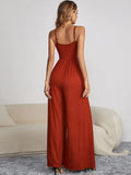 SOLID COLOR CASUAL SLEEVELESS LOOSE JUMPSUIT