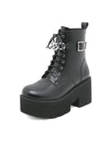 METAL SPONGE CAKE BOTTOM ROUND HEAD CHAIN MARTIN BOOTS