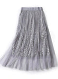 EMBROIDERY A-LINE TUTU LACE MESH SKIRT
