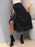 PLEATED POLKA-DOT ELASTIC WAIST SKIRT