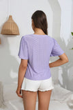 V-NECK SHORT SLEEVE HOLLOW CASUAL T-SHIRT