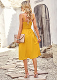 SOLID COLOR SUSPENDER DRESS