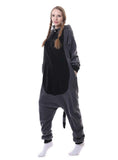 GRAY RACCOON PANDA ONESIE PAJAMA ANIMAL SLEEPWEAR