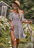 LEOPARD LEISURE OFF THE SHOULDER DRESS