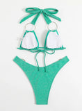 SOLID COLOR HALTER SEXY BIKINI