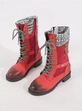 ROUND-TOE KNITTED WOOL TOP MARTIN BOOTS