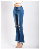 COWBOY FLARED TROUSERS HOLES BURRS JEANS