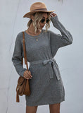 TIE-UP SWEATER LOOSE SWEATER DRESS
