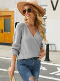 V-NECK LONG SLEEVE PULLOVER SWEATER