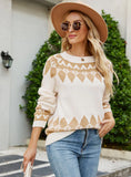 RETRO ROUND NECK PULLOVER SWEATER