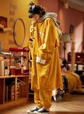 CORAL VELVET TWO-PIECE SUIT YELLOW ROBE ELEPHANT HOODED