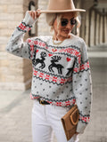KNITTED ROUND NECK CONTRAST CHRISTMAS SWEATER