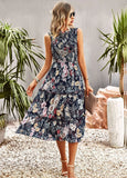 WOMEN LEISURE PRINT SLEEVE DRESS