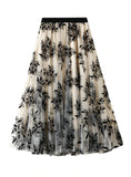 PRINTED FLOCKING GAUZE SKIRT