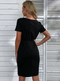 CASUAL BLACK SLIM T-SHIRT DRESS