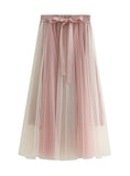 WOMEN SPLICED GAUZE SKIRT